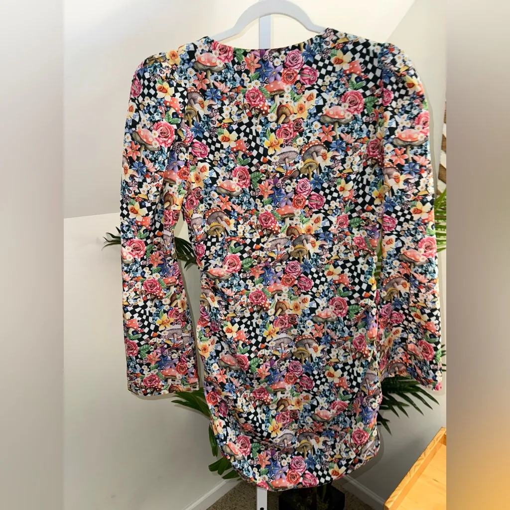For‎ Love & lemons June Bell Mushroom Psychedelic Sleeve mini dress Size Large - Image 5