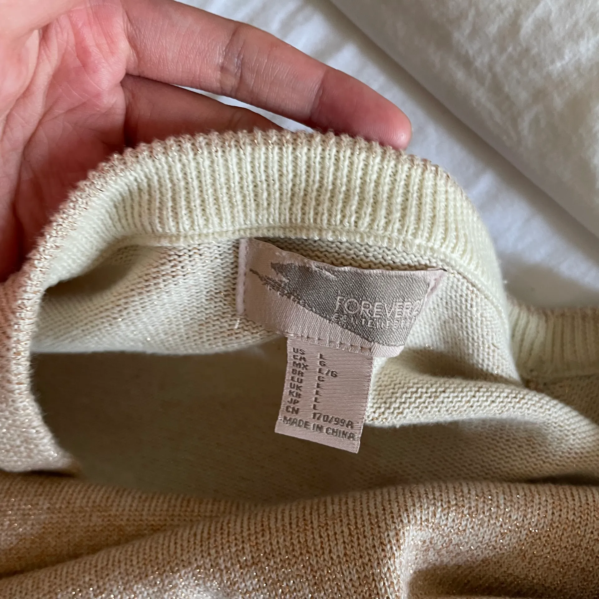 Golden Pink Glitter Shimmer Sweater Size L - Image 4