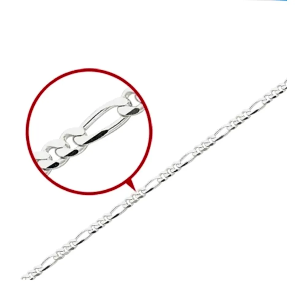 NEW Unisex Rhodium Plated 925‎ Sterling Silver Figaro Chain Bracelet, 8” - Image 14