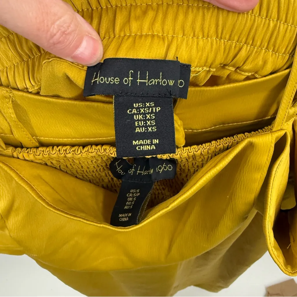 House of‎ Harlow Women's SET Satin Crop Top & Satin Wide Leg Pants Size XS/S Gold - Image 5