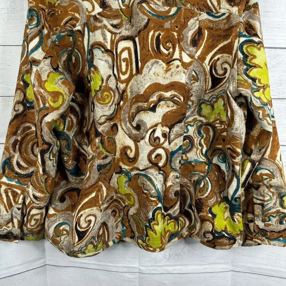 Chicos sz 3 US XL 16 Abstract Artsy Art to Wear Print Twill Heavy Blazer Jacket - Image 10