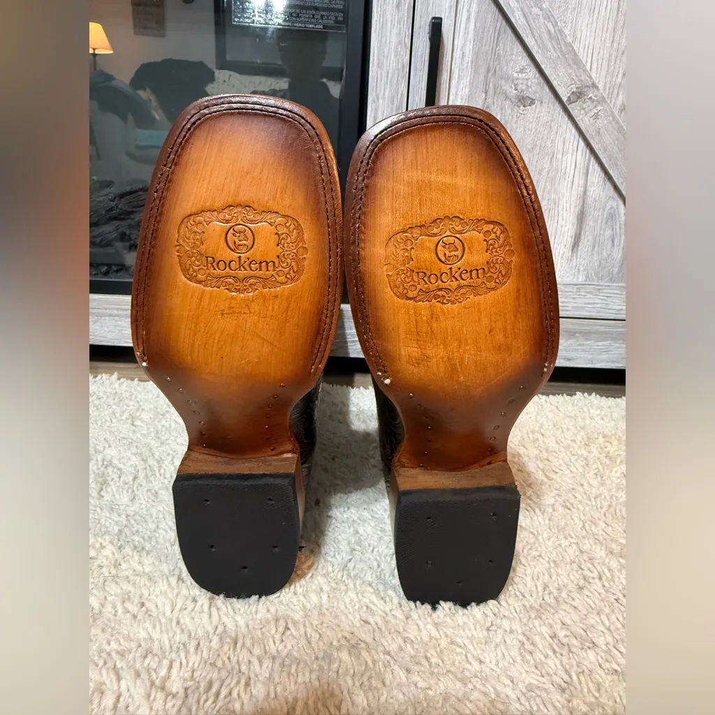 NWOB Rock'em Ramitas Cincelado Square Toe Cowgirl Boot Blue Size 9 - Image 8