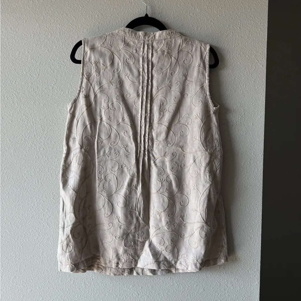 St. Tropez West Cream Embroidered tunic medium - Image 6