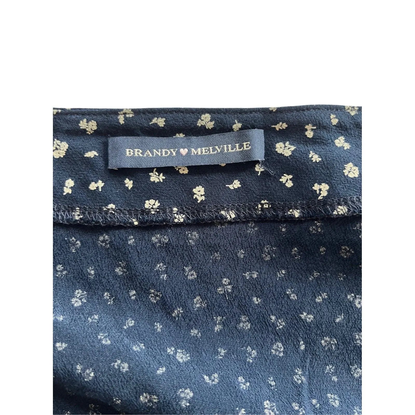 Brandy Melville Genevieve Wrap Skirt Navy Floral Made In Italy One Size - Image 8