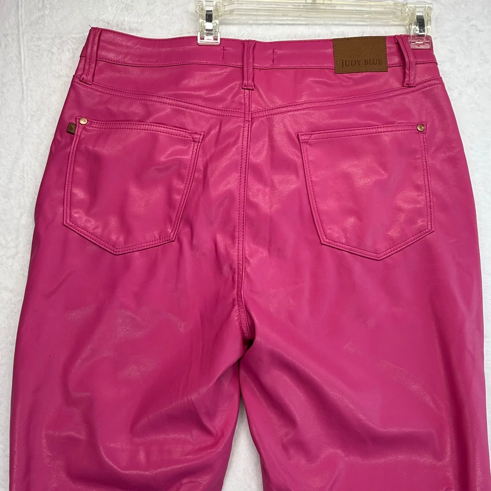 Judy Blue Faux Leather Pants Hot Pink Tummy Control Straight Leg Size 15/32 - Image 10