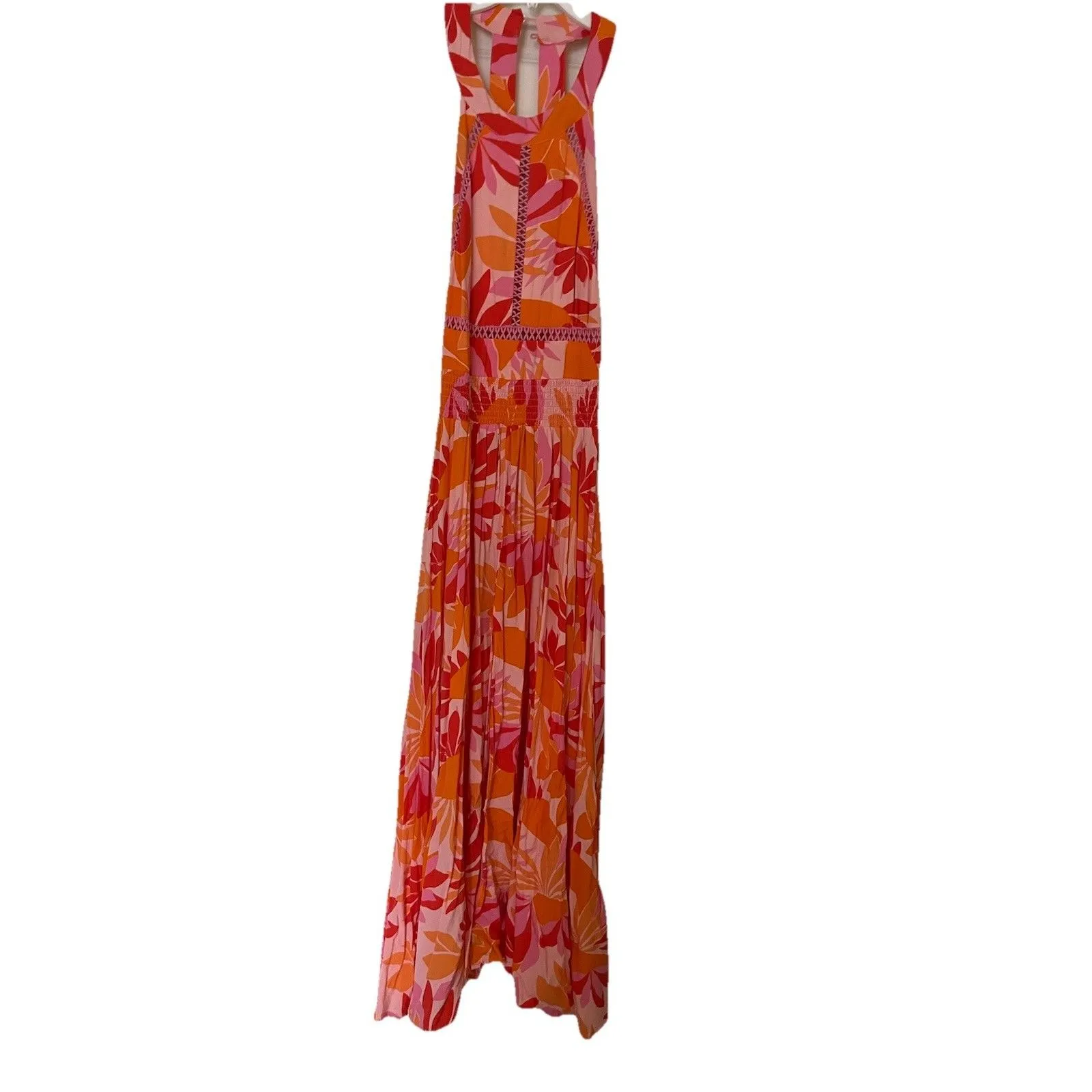 Anthropologie ABEL THE LABEL Floral Orange Pink Halter Maxi Dress Size M - Image 4