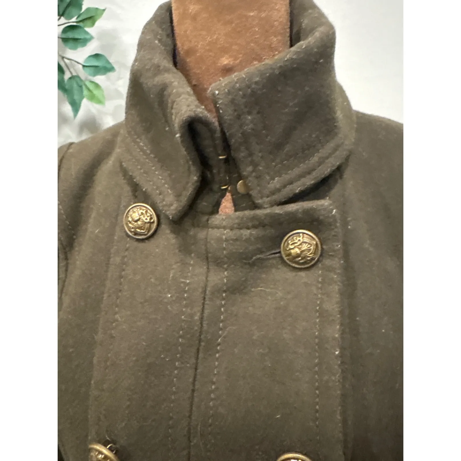 Worthington Vintage Wool Blend Military Style Double Breasted Button Coat M - Image 3
