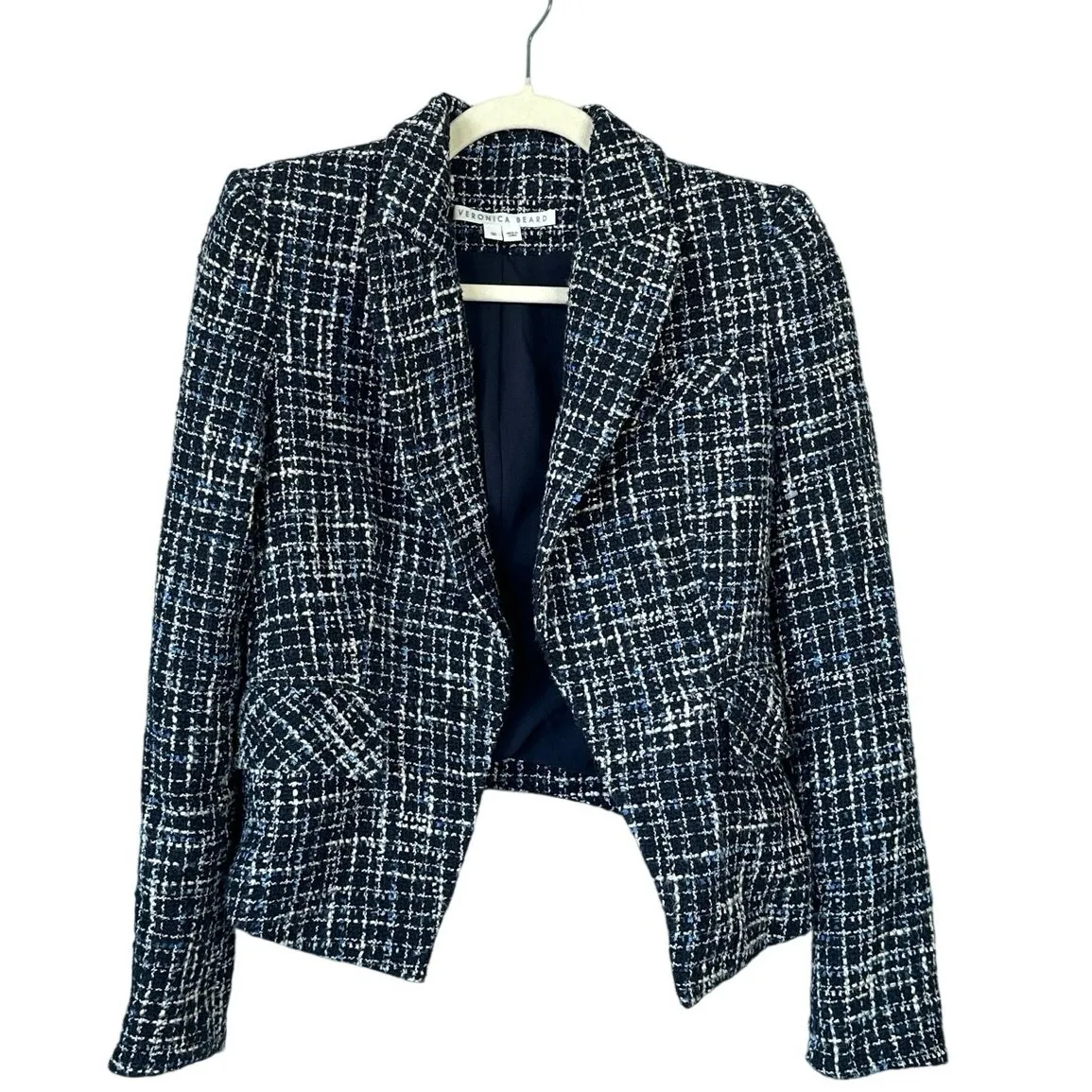VERONICA BEARD Hosanna Dickey Jacket Blazer Navy Blue Tweed Size 00 - Image 3