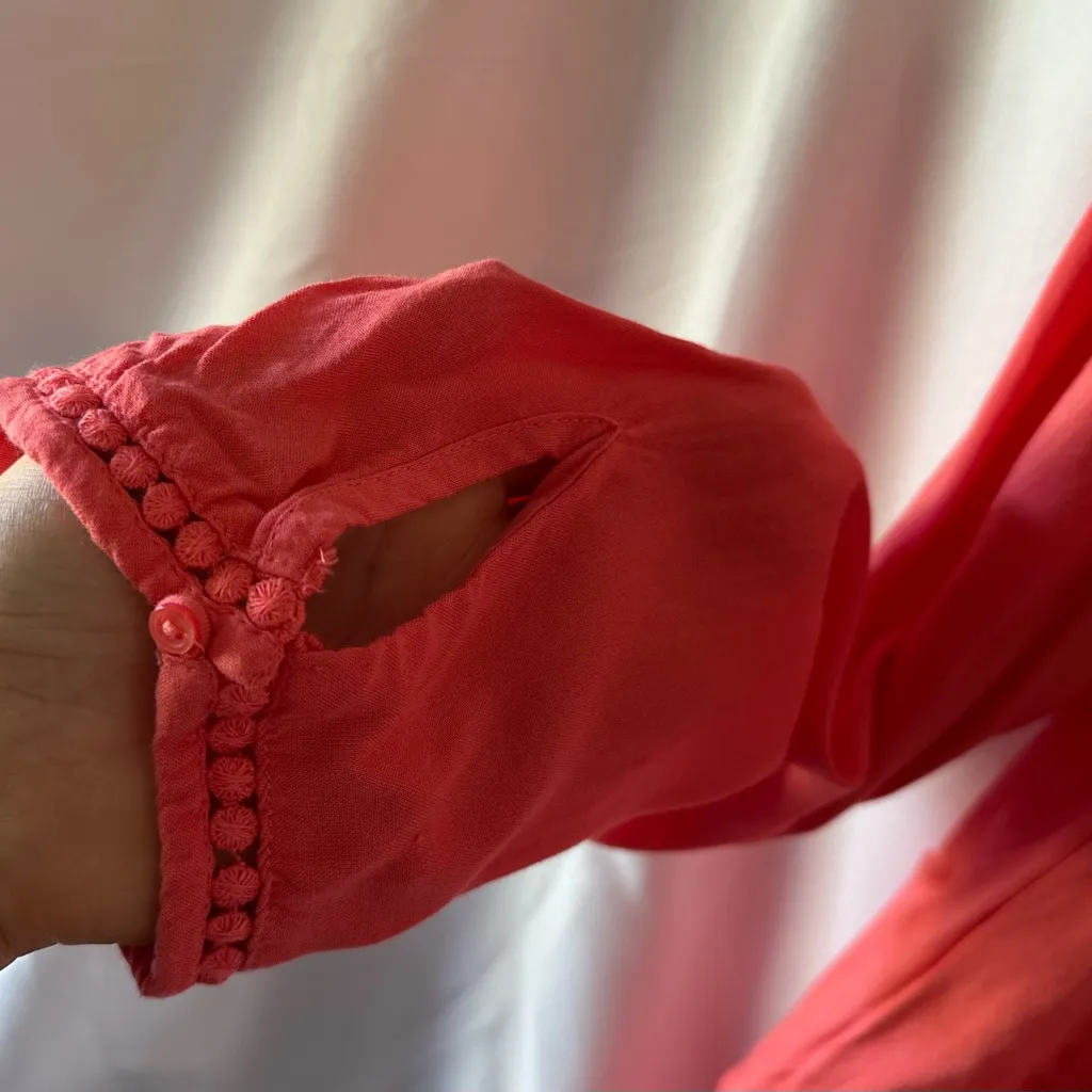 Women's Deep Peach/Orange V-Neck Top - Image 4