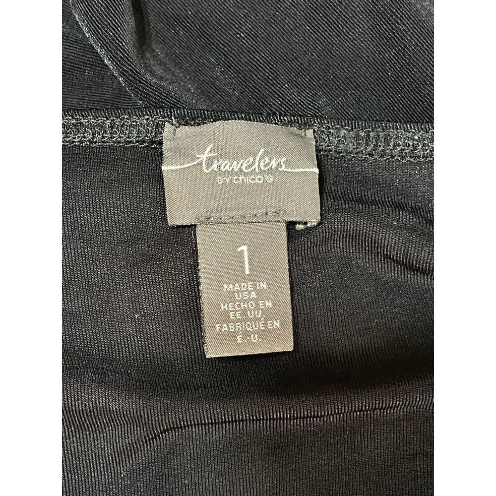 Travelers by Chico's Pullover Top Shark bite Hem 3/4 Sleeve Crew Neck Size M - Image 4