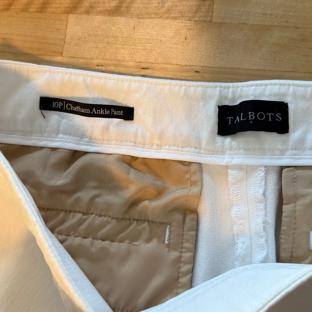 Talbots Mid-Rise Chatham Ankle White Woven Career Dress Pant Trouser, 10P - Image 7
