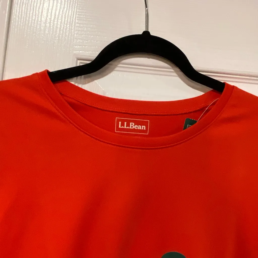 NWT L.L. Bean Size XL Orange Short Sleeve Cotton Stretch Crew Neck Tee Shirt - Image 2