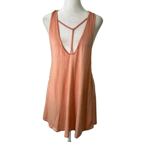 We the Free (Free People) coral pink oversize tunic tank top size M - Image 2