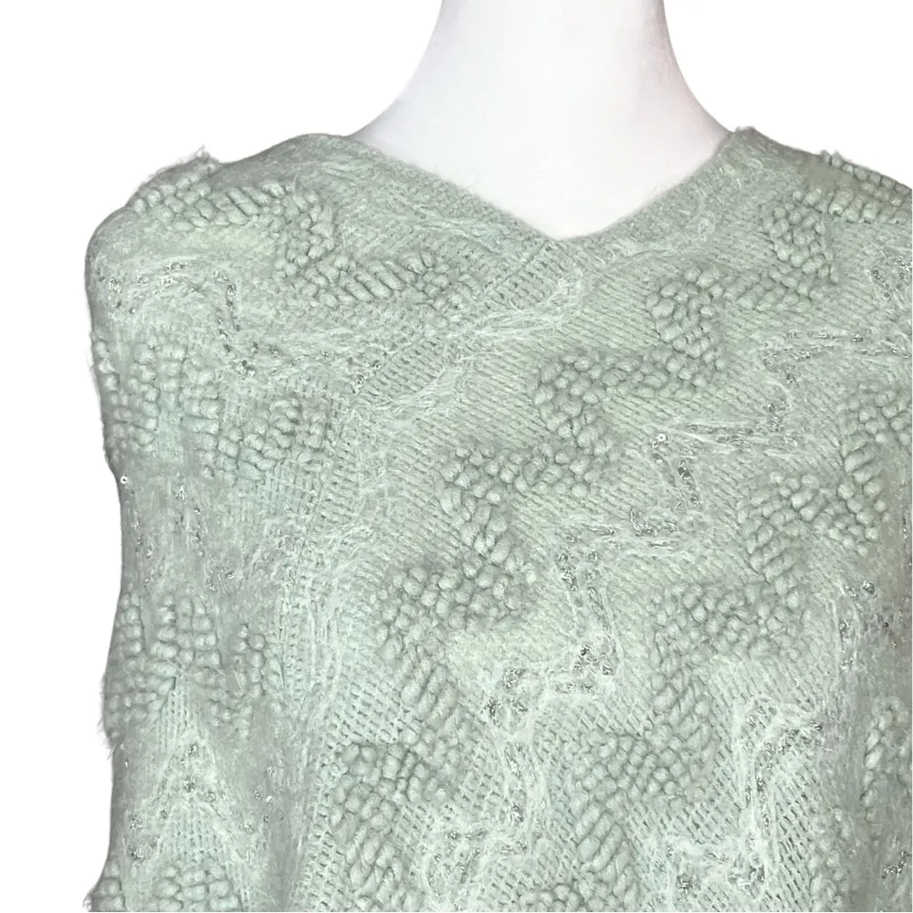 Y2K Style Pastel Green Poncho Sweater. One Size. Sequins Girlhoodcore Boho Fairy - Image 7