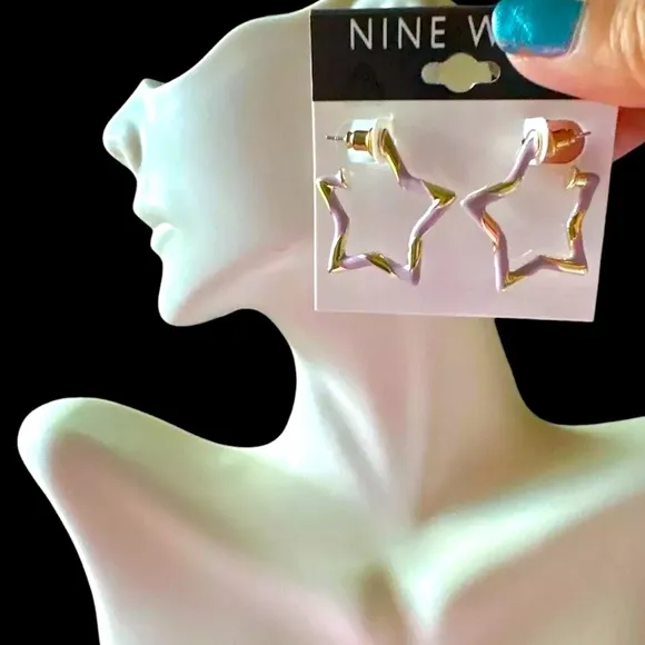 Nine West Purple star shape stud earring gold tone Open Loop - Image 2