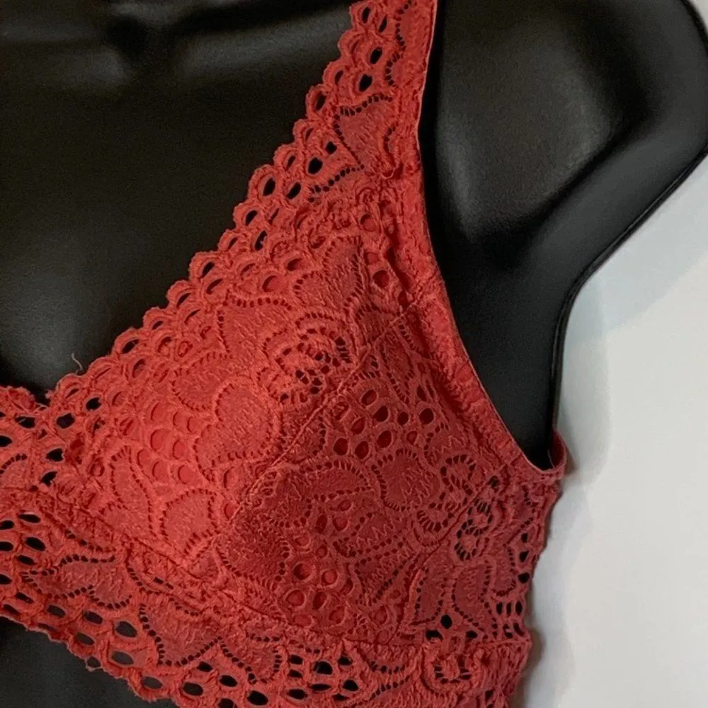 Chic La Vie Dark Coral Lace Bralette (L) Size L - Image 2