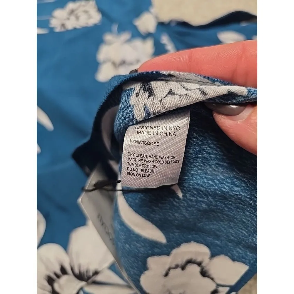 YUMI KIM Floral Mini Dress Sz S Tie Me Over in Duet Ink Turquoise Wrap Front NWT - Image 10