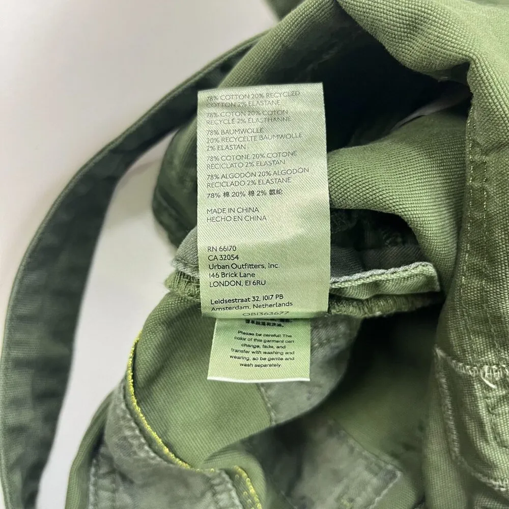 NWOT Anthropologie Pilcro Wanderer Patchwork Overalls Size 27 Green Cotton Blend - Image 16