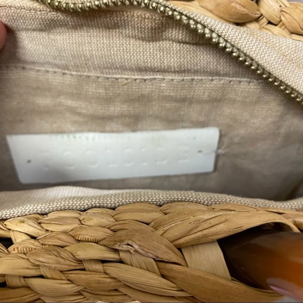 Poolside Straw Bag with Leather Strap Brown - Image 9