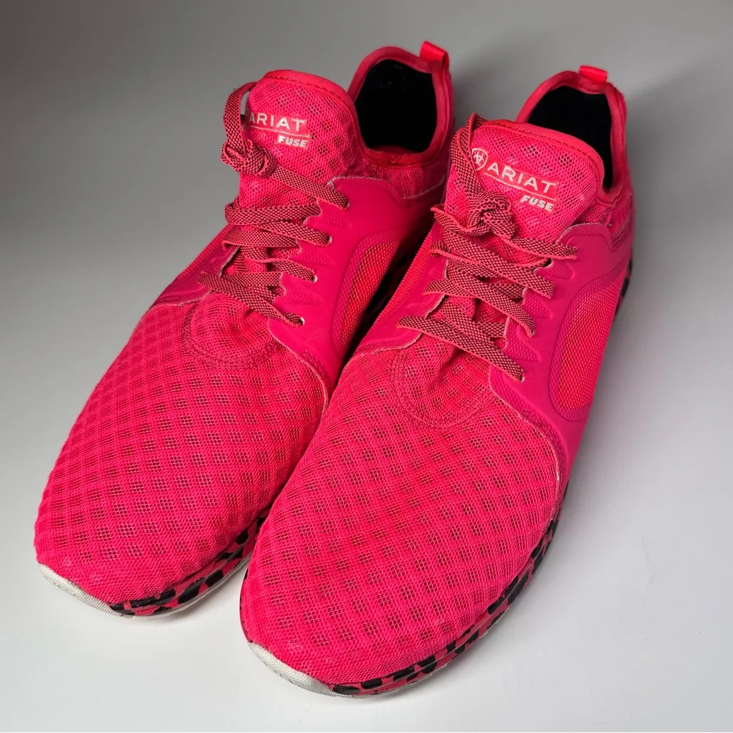 ARIAT Women's Shoes Sneakers Fuse Leopard Bright Pink Mobwife Sz 11 Workout Gym - Image 2