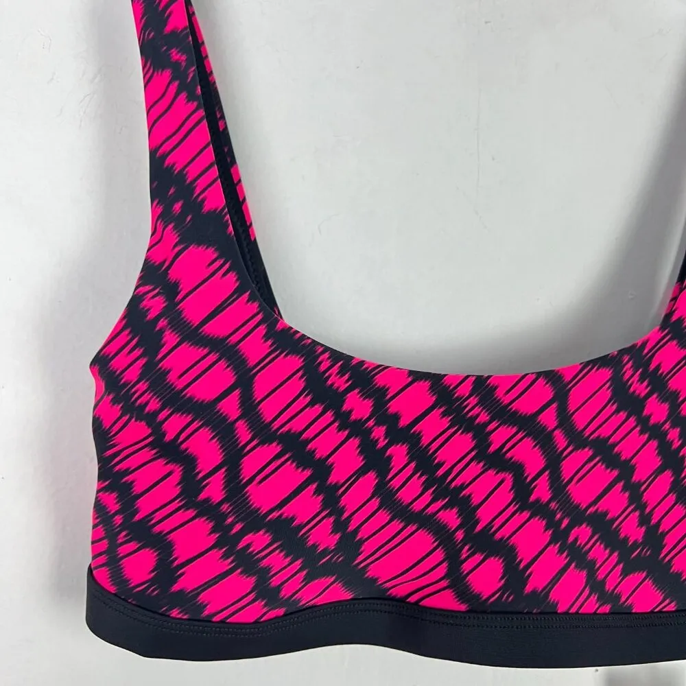 NWT DKNY Multi Printed Square-Neck Bikini Swim Top Hot Pink Size Medium M NEW - Image 3