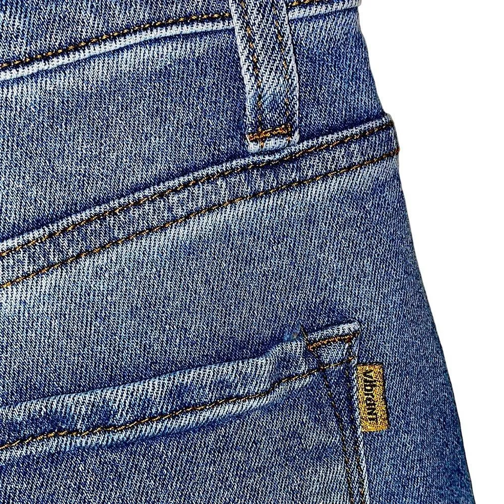 VIBRANT MIU WOMEN W29 SIZE 11DISTRESSED JEANS STRETCH Med BLUE - Image 4