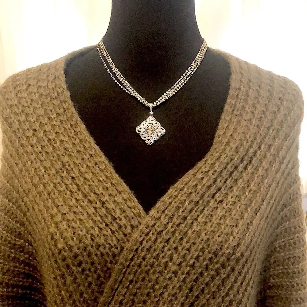 AERIE Women’s Olive Wide Knit One Size Loose Fitting Cardigan Wrap With Arms OS - Image 2