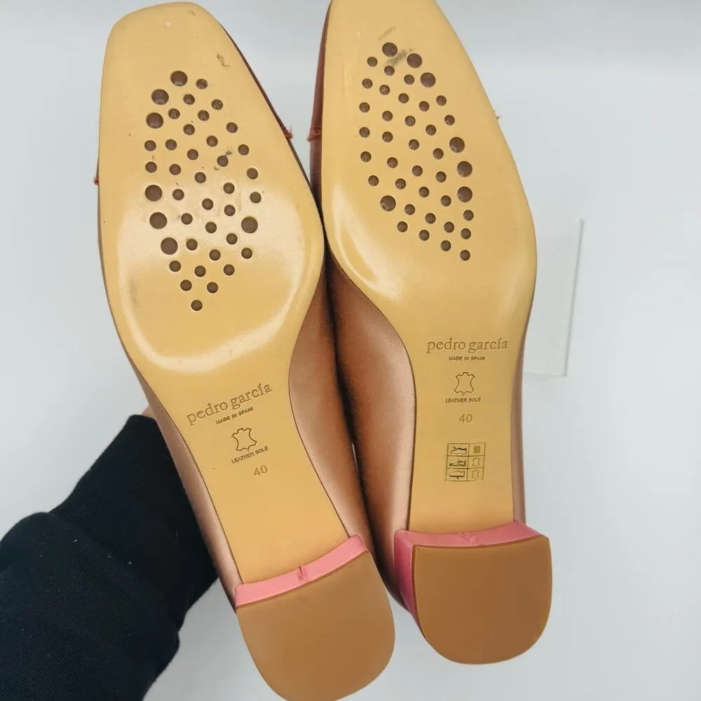 PEDRO GARCIA ELADIA Satin Pumps Colorblock champagne/pink heel size 10 Pink - Image 15
