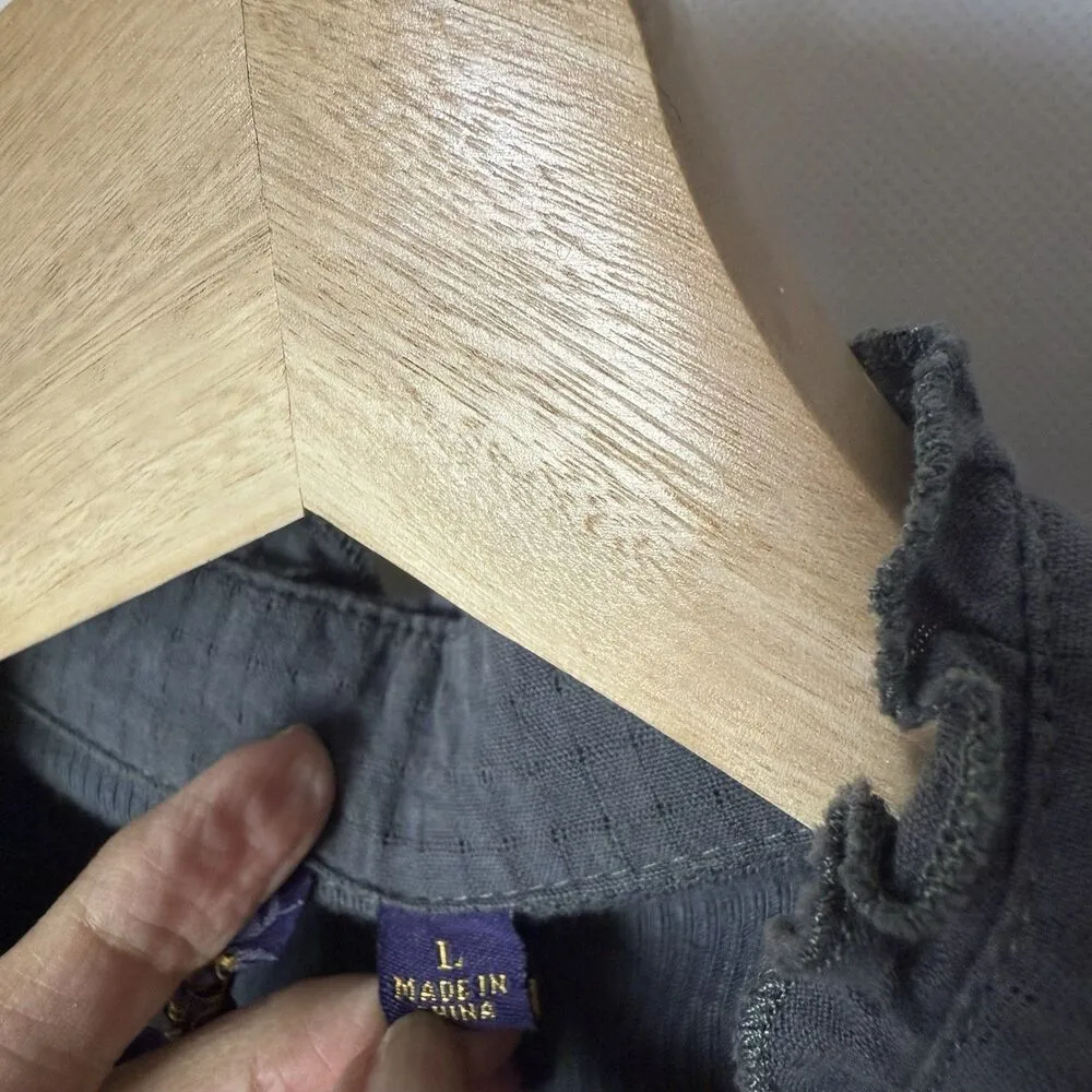 Vintage Y2K Babydoll Top Womens Large Western Festival Cottage Ruffle Boho Snaps - Image 4