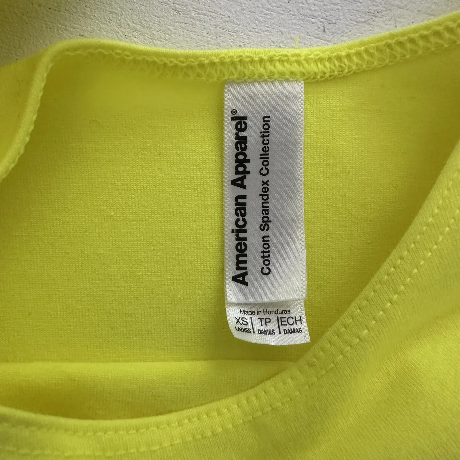 American Apparel Women's Cotton Blend Neon Yellow Cropped Tee, Sz: XS (b33) - Image 2