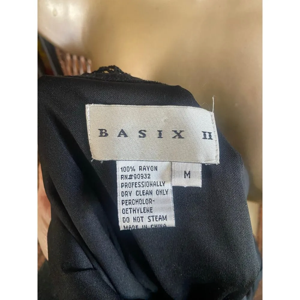 Size M//Vintage 90s Black Beaded Crochet Bodycon Scoopneck Dress Size M - Image 6