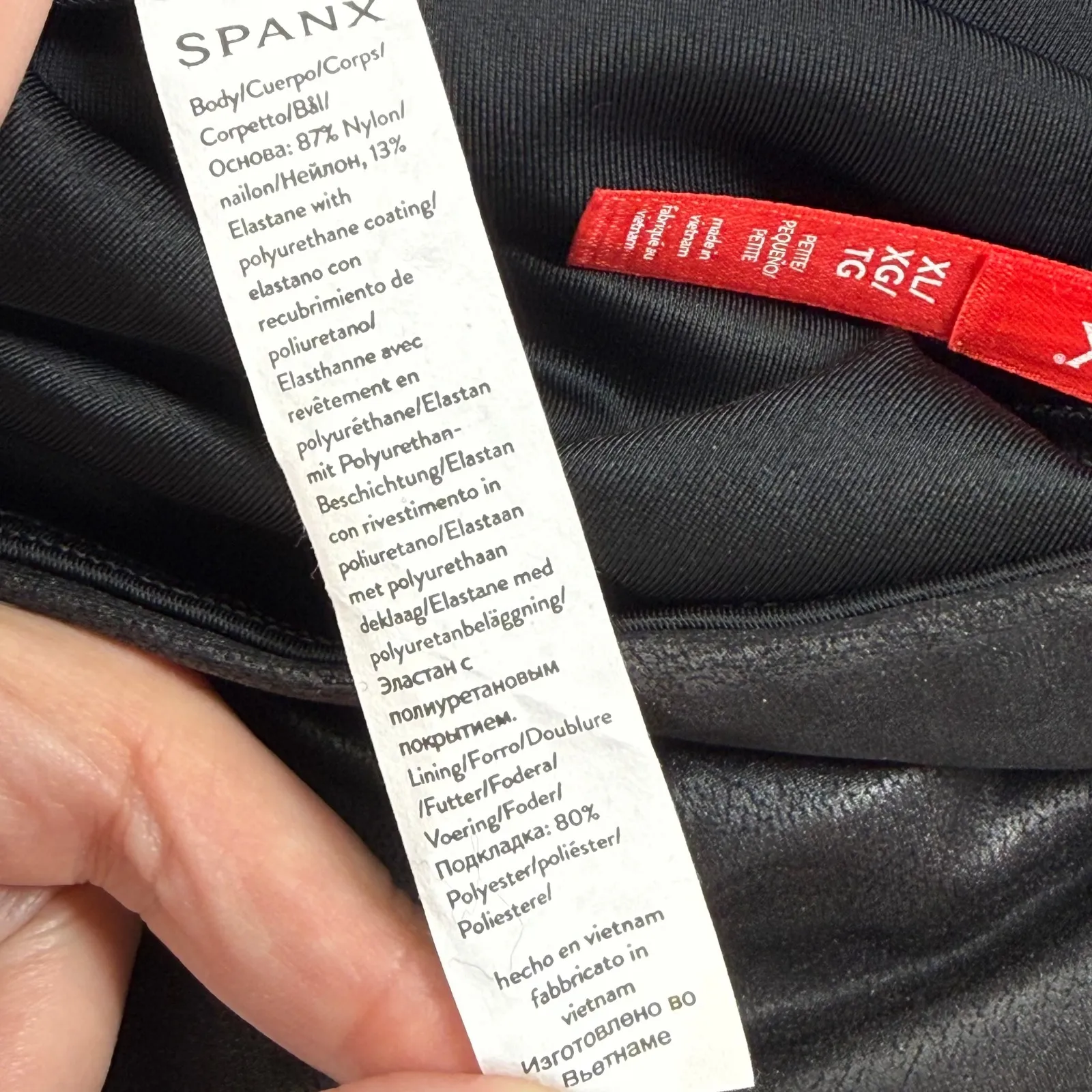 SPANX Faux Leather Moto Leggings Petite XL Black 20136Q New With Tags - Image 6