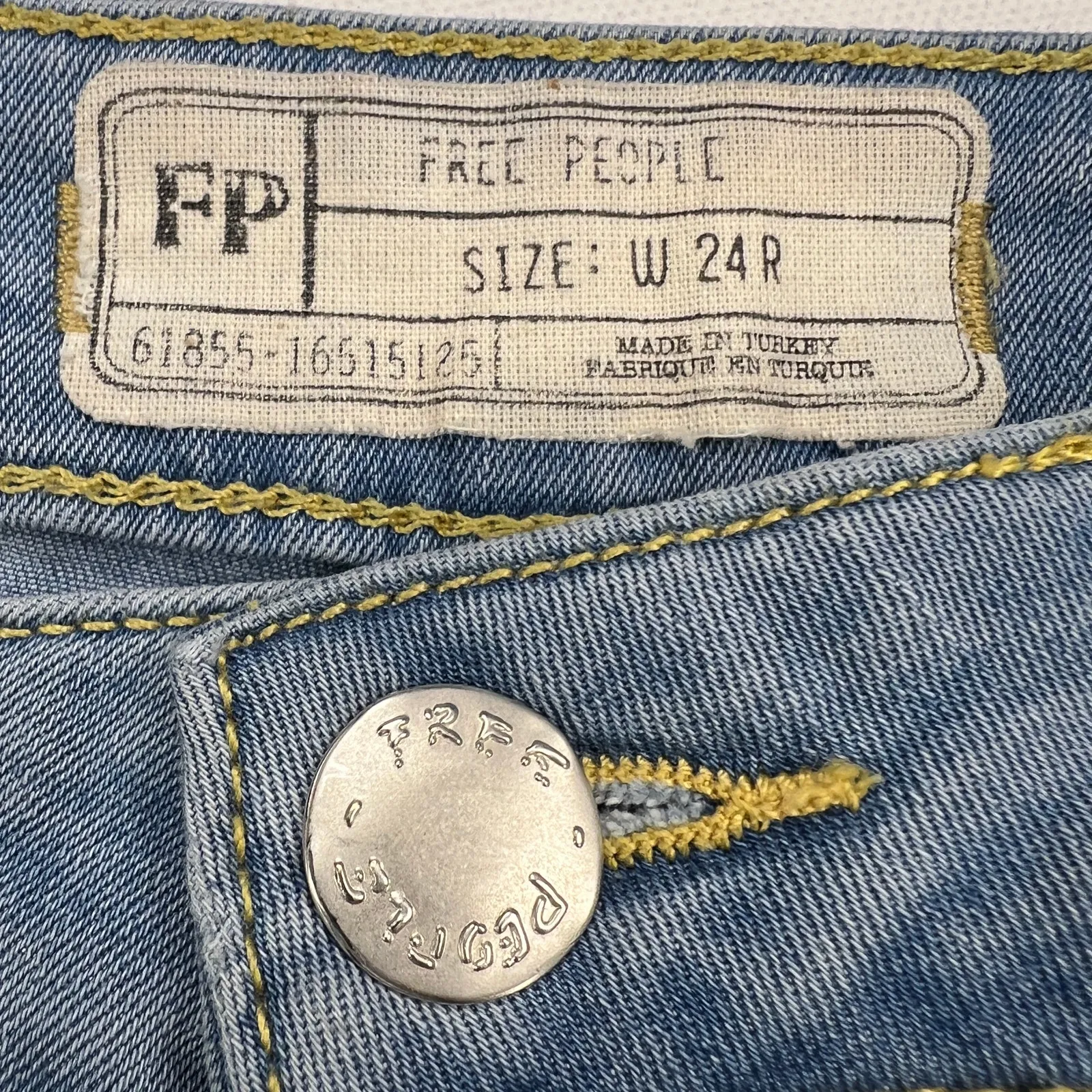 Free People Just Float On Super Flare Mid Rise Jeans Sea Mist Light Wash Size 24 - Image 4