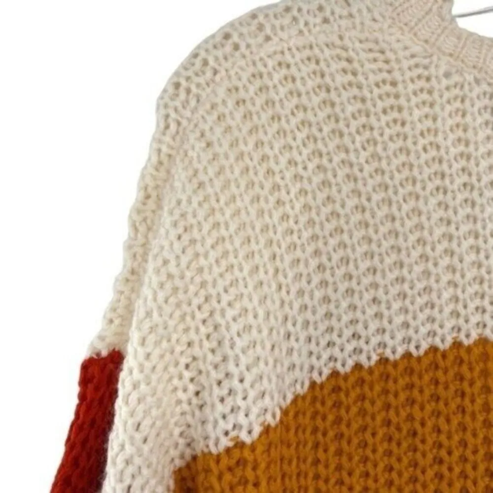 Runway 7 Frayed Knit Colorblock Sweater Red Size M - Image 12