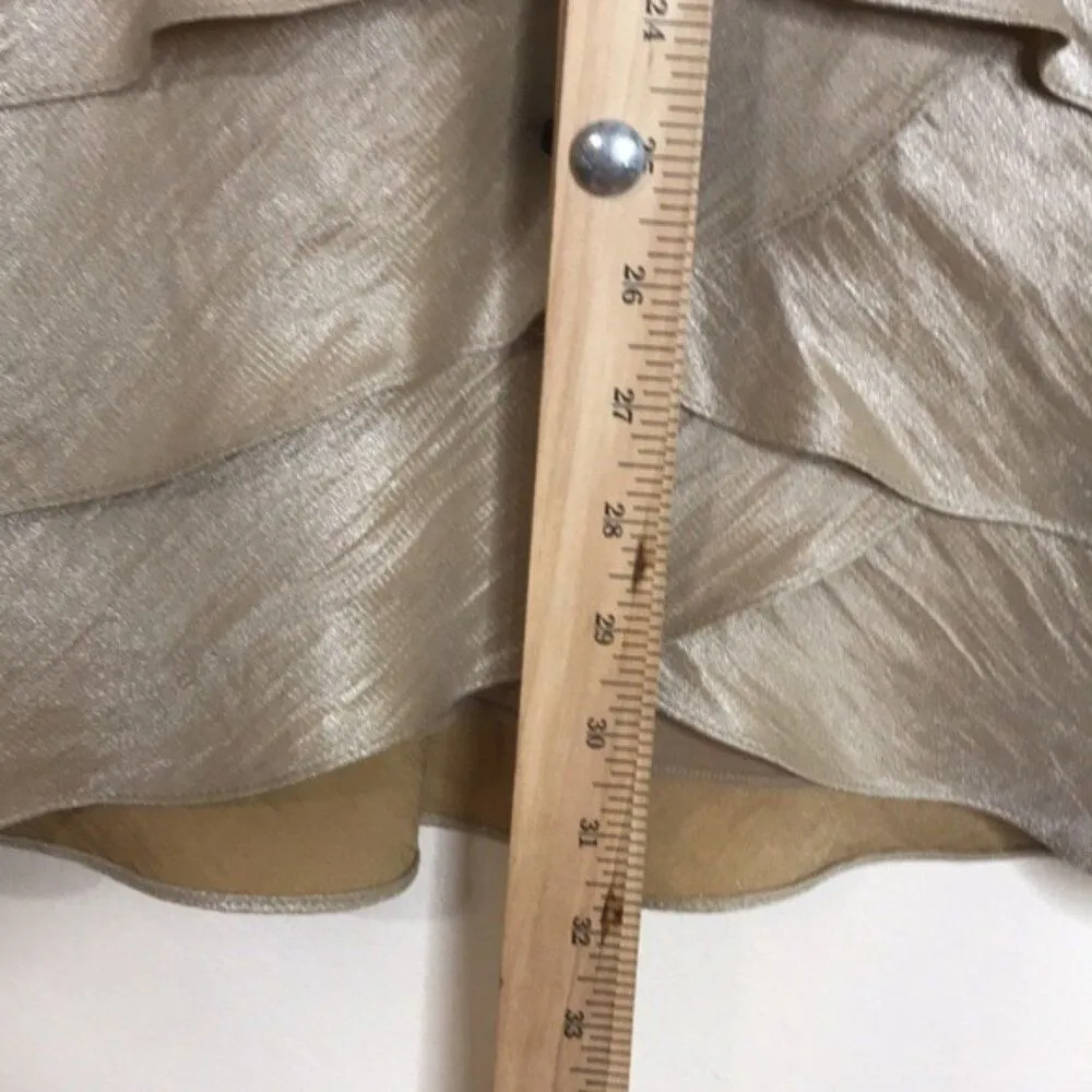 Adrianna Papell ladies cocktail shimmery champagne gold textured dress size 4 - Image 8