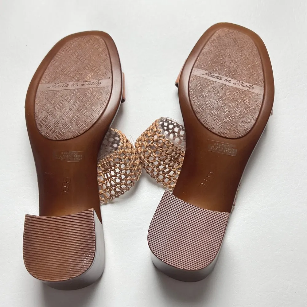 TOSCANELLA Women's Tan Made In Italy Gaucho Raffia Heeled Sandals Sz 9.5 - Image 3