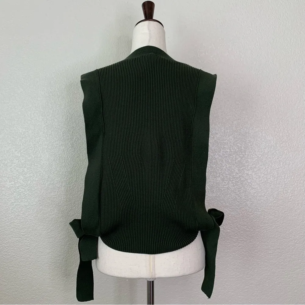 Anthropologie dRA Olive Green Sleeveless Sides Tie Knit Sweater Vest, Size Small Size M - Image 6