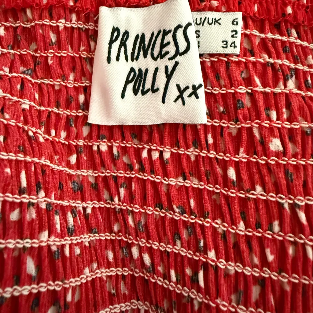 Princess Polly Love Birds Mini Dress Red Size 2 Coquette Party Feminine Ruffle - Image 6
