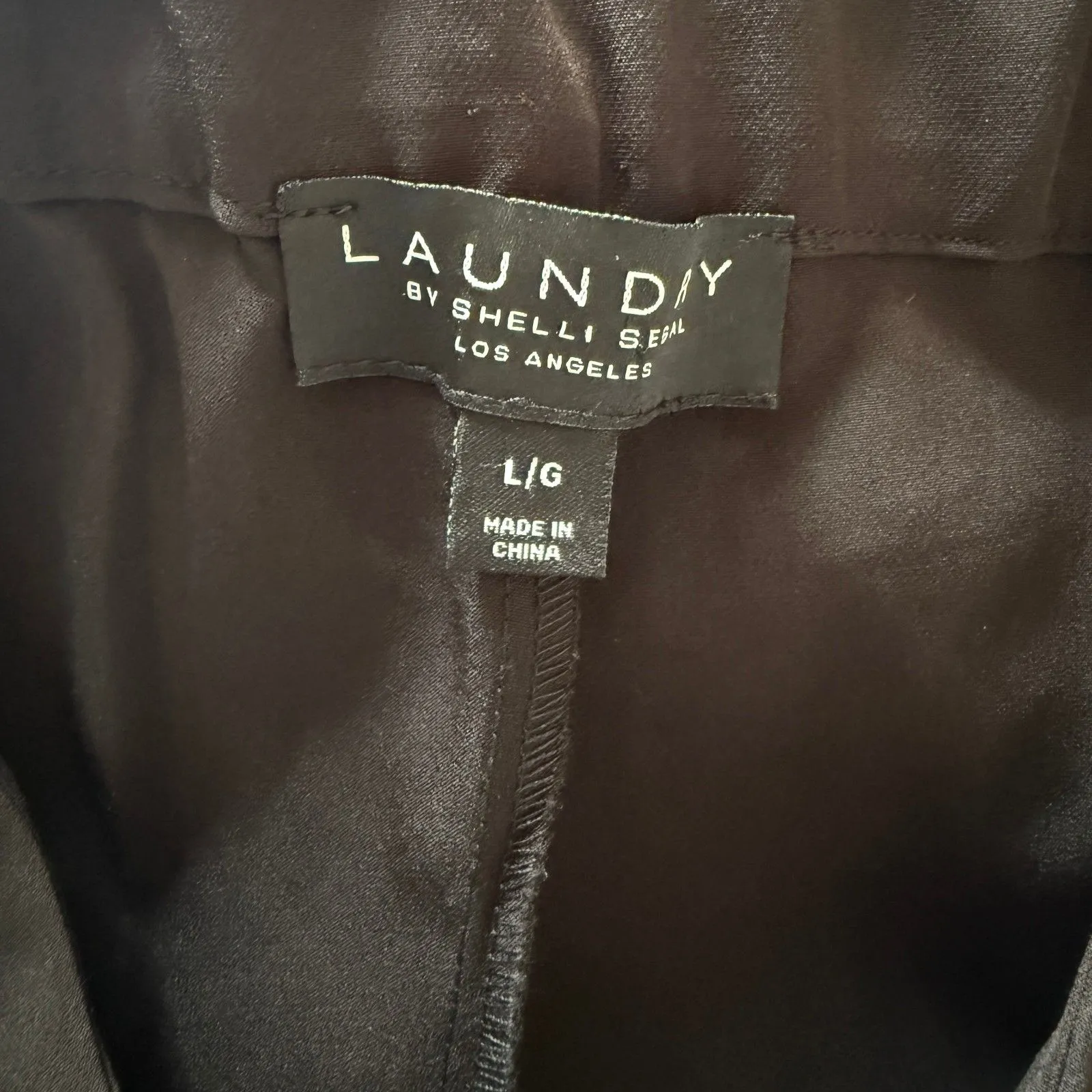 NWT Laundry By Shelli Segal Black Pleated Wide Leg Pants Size L Pocket L (Stain) - Image 4