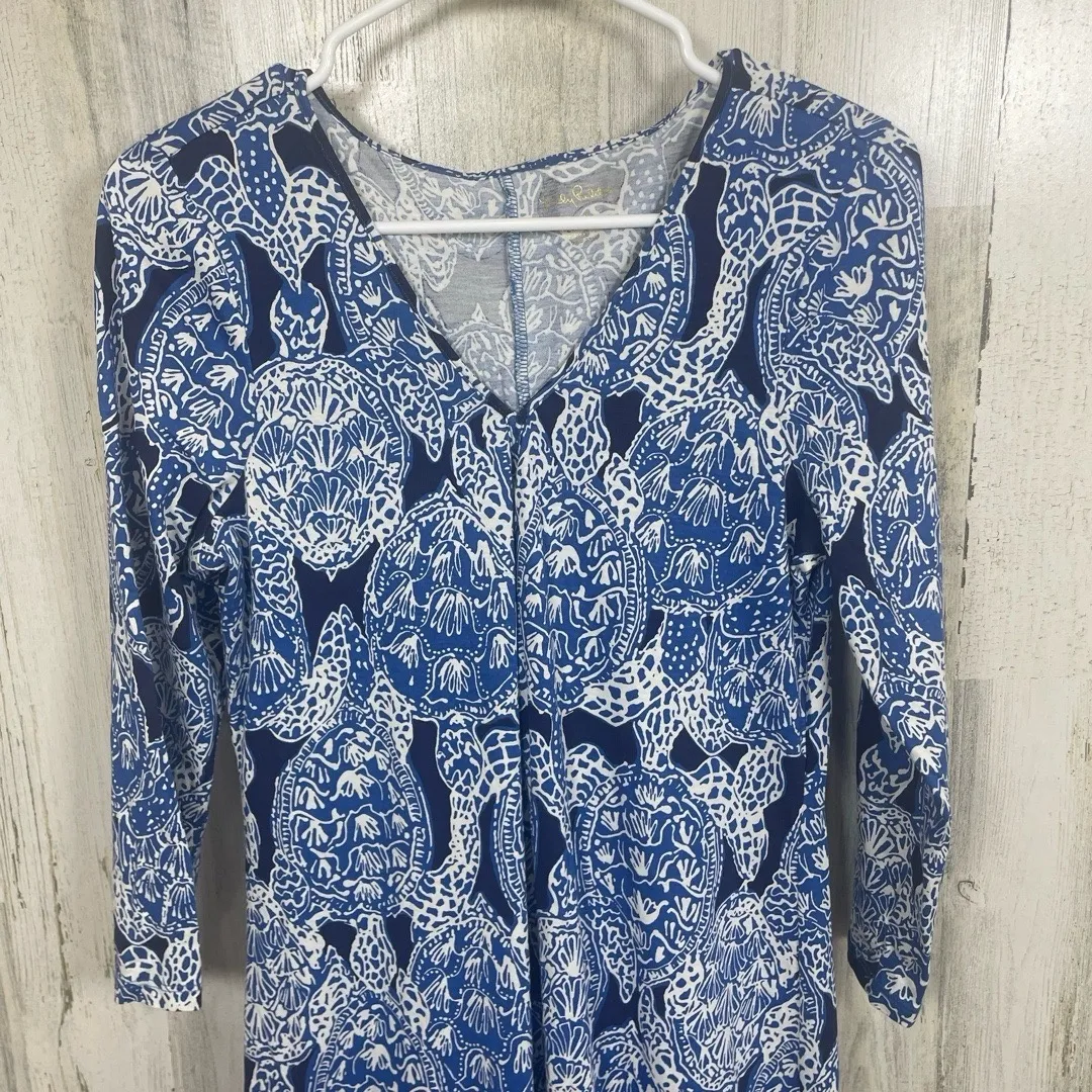 Lilly Pulitzer Anissa Maxi Dress Deep Indigo Snap To It 100% Pima Cotton Resort - Image 6