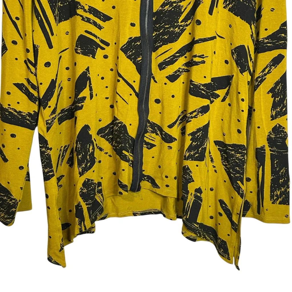 Chalet Et Ceci Zipper‎ Front Olive Green Black Abstract Print Tunic Mock Neck XL - Image 3