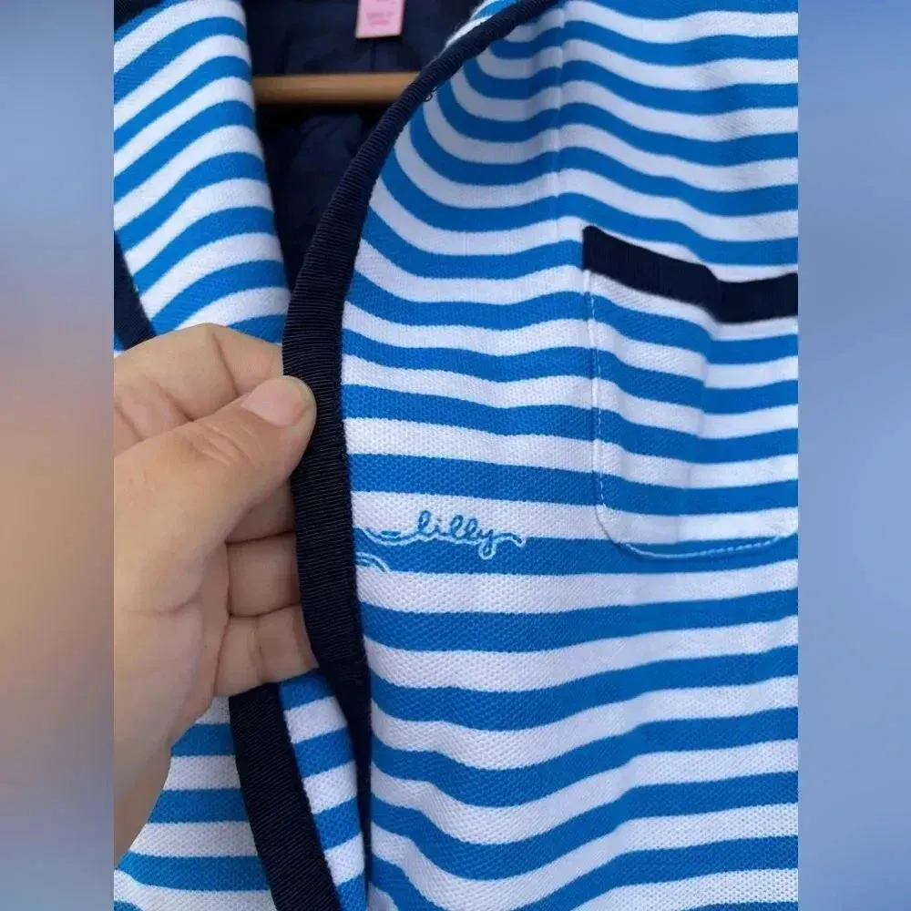Lilly Pulitzer Malibu Flutter Blue Striped Blazer XS - Image 5