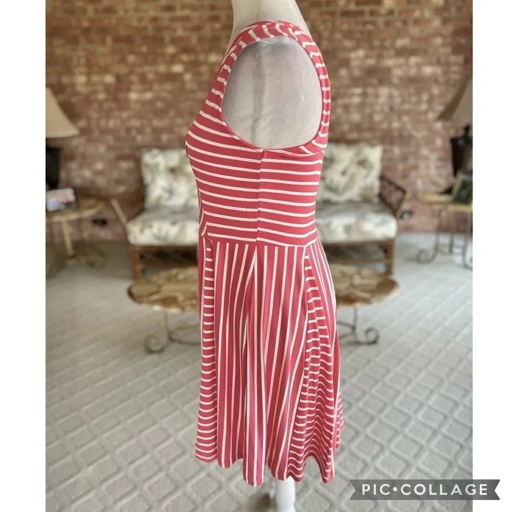 Charming Charlie Dress Skater Pink Striped Skater Sleeveless Stretchy V-Neck M - Image 7