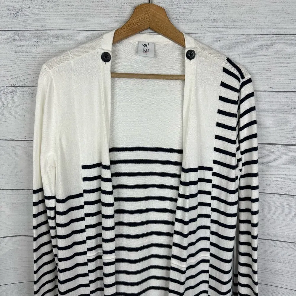 Cabi Womens Small 5141 Victory Cardigan Sweater Long Striped Knit Maxi Duster - Image 3