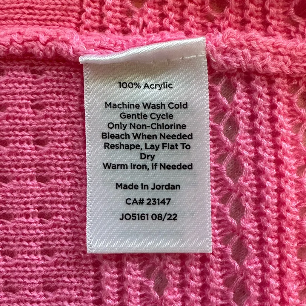 Talbots Pink Open Cardigan Sweater with Fringe Size Small - Image 8