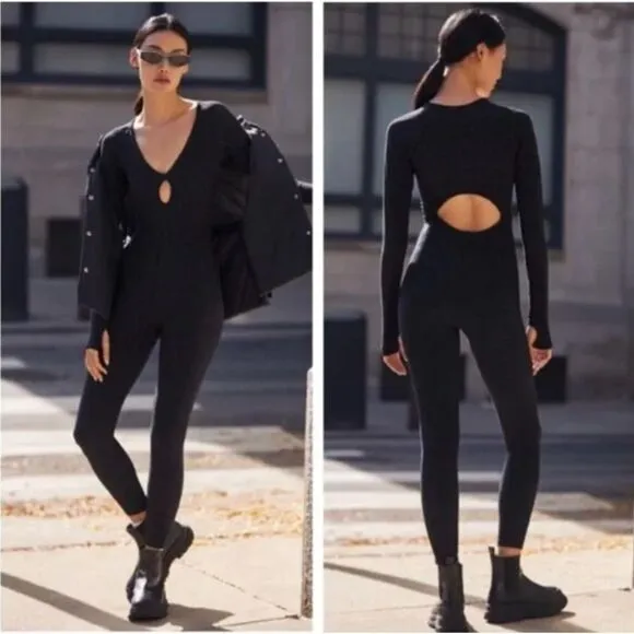 NEW Free People‎ flash forward onesie jumpsuit playsuit leotard black, XS/S - Image 5