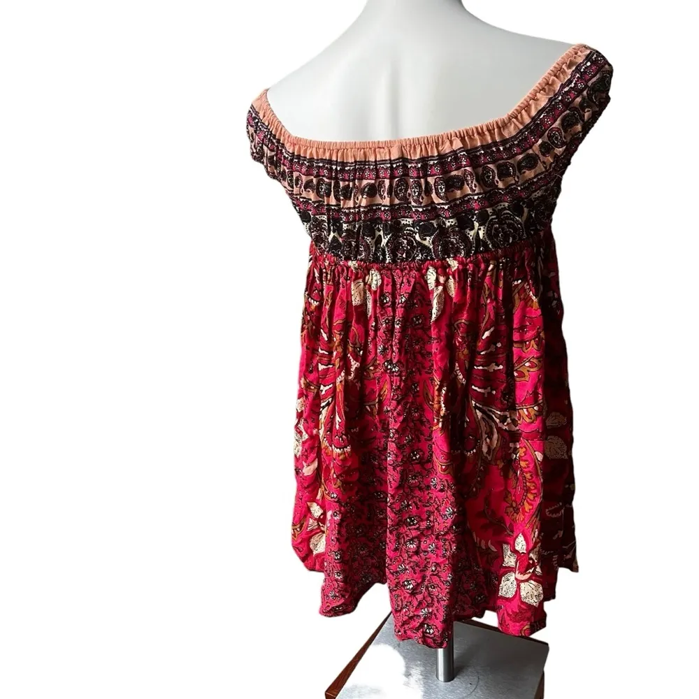 NWT Free People Bali Mariposa Babydoll Dress In Strawberry Combo, Sz XS - Image 8
