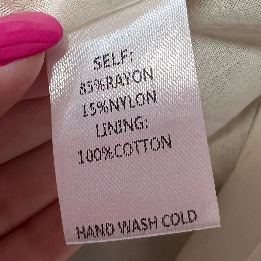 Easel Babydoll Smocked Antique Blue Cream Floral Damask Lace Trim Dress S Boho - Image 9