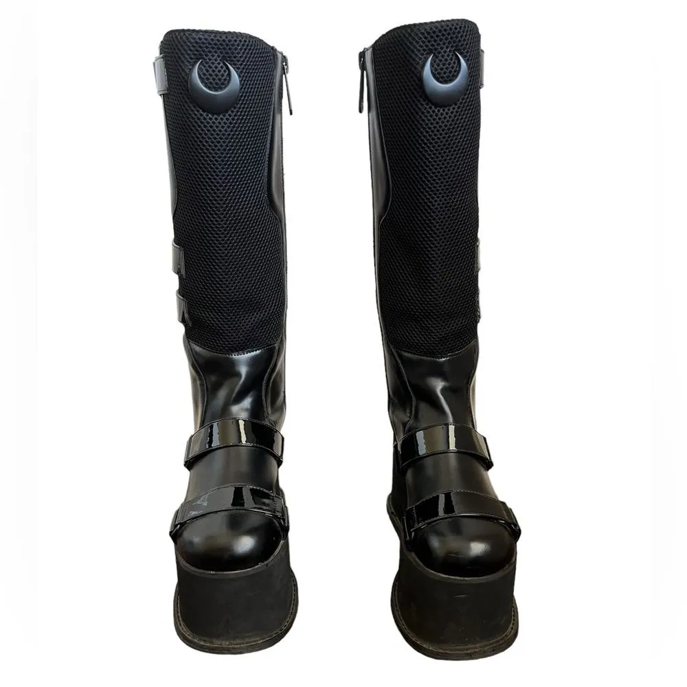 Killstar Hazel Platform Goth Punk Tall Faux Leather Boots - Image 5