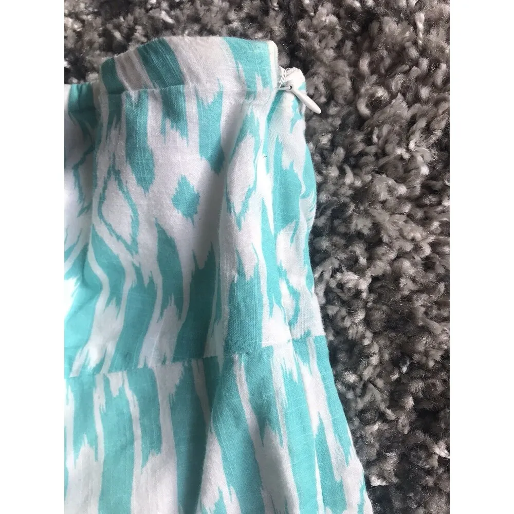 J Crew Tub Top Sz 4 Strapless teal ivory empire waist lined side zipper 12643 - Image 4